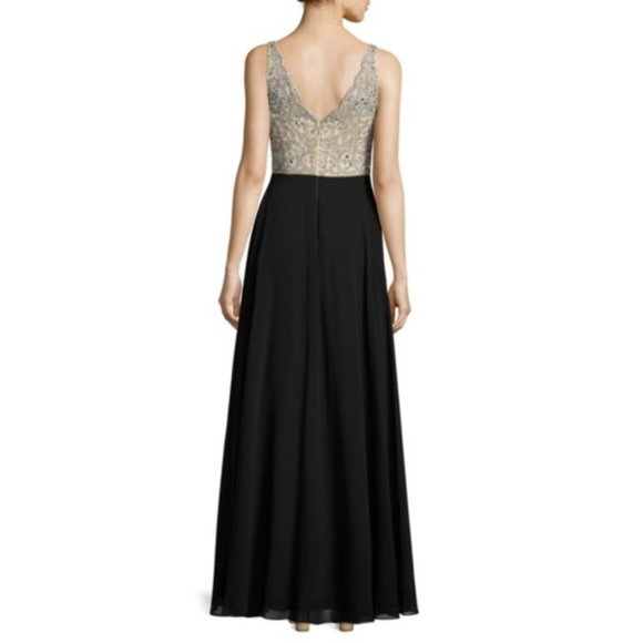 BHLDN Aidan Mattox Regina Gown  Champagne & Black Size 2 4 6 NWT - Picture 9 of 10